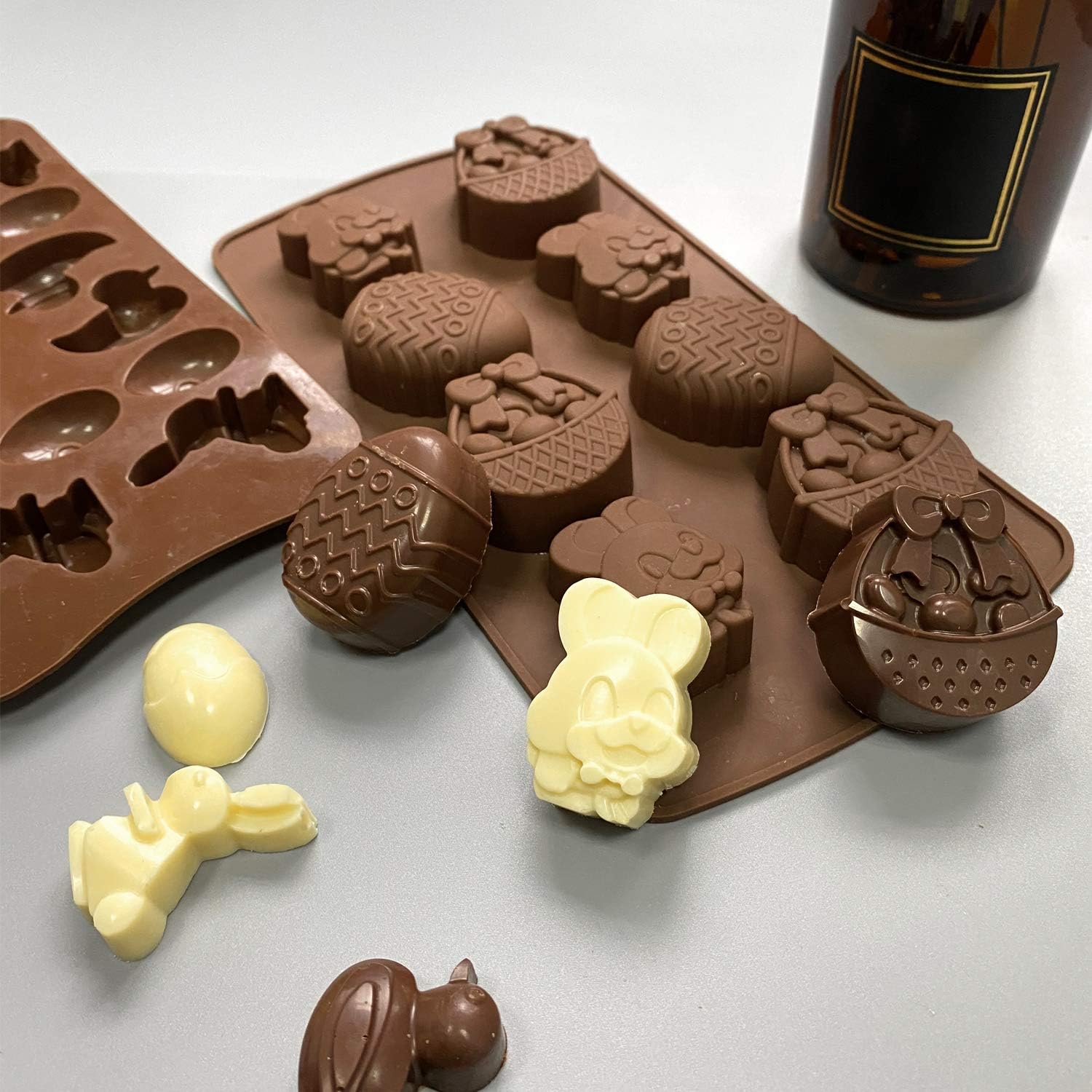 Moldes para huevos de Pascua, moldes de chocolate, utilizados para hacer, moldes de dulces de chocolate de conejo de Pascua, huevos de Pascua y