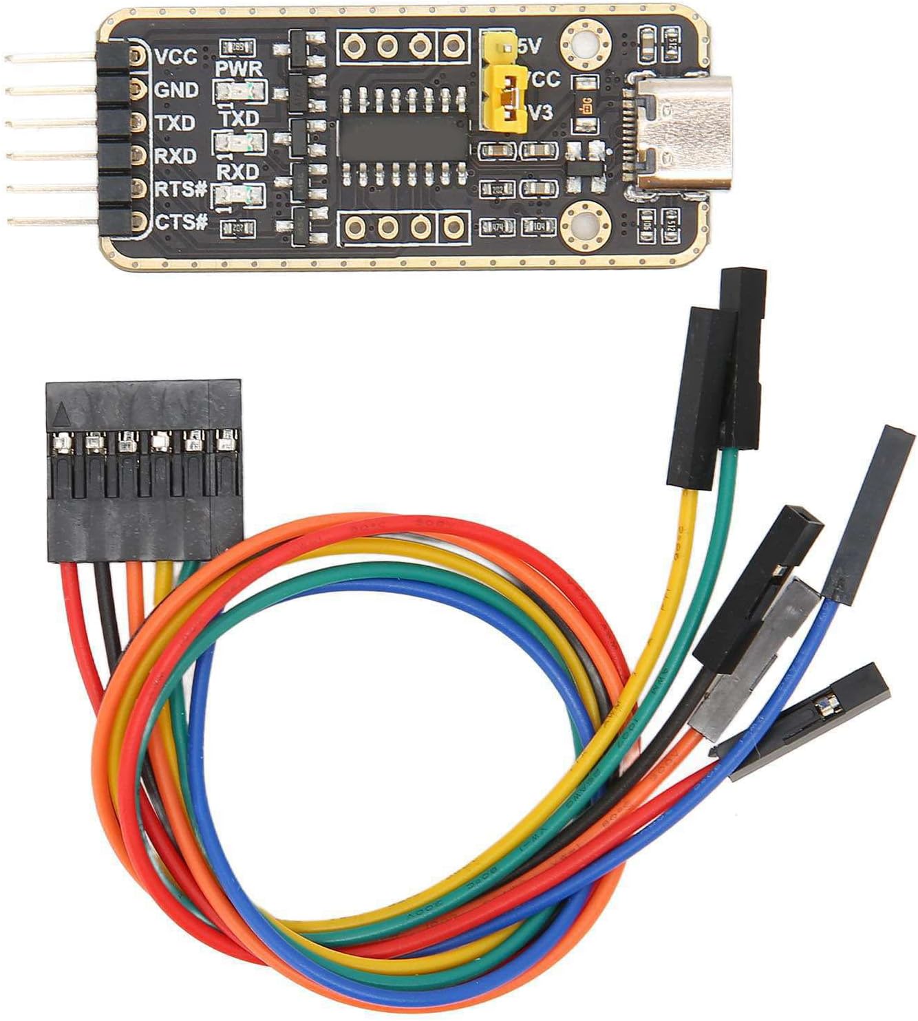 Zopsc Cable convertidor adaptador USB a UART TTL de interfaz tipo C para protección contra sobretensión de chip CH343G Módulo convertidor serie 6PN
