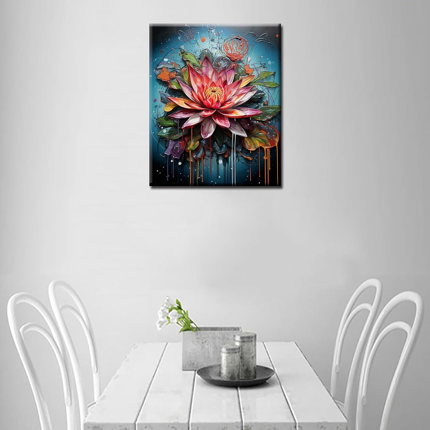 Pintura al óleo de flor de loto por números, lirio de agua, kit de pintura acrílica para niños, adultos, principiantes, garabatos, graffiti,