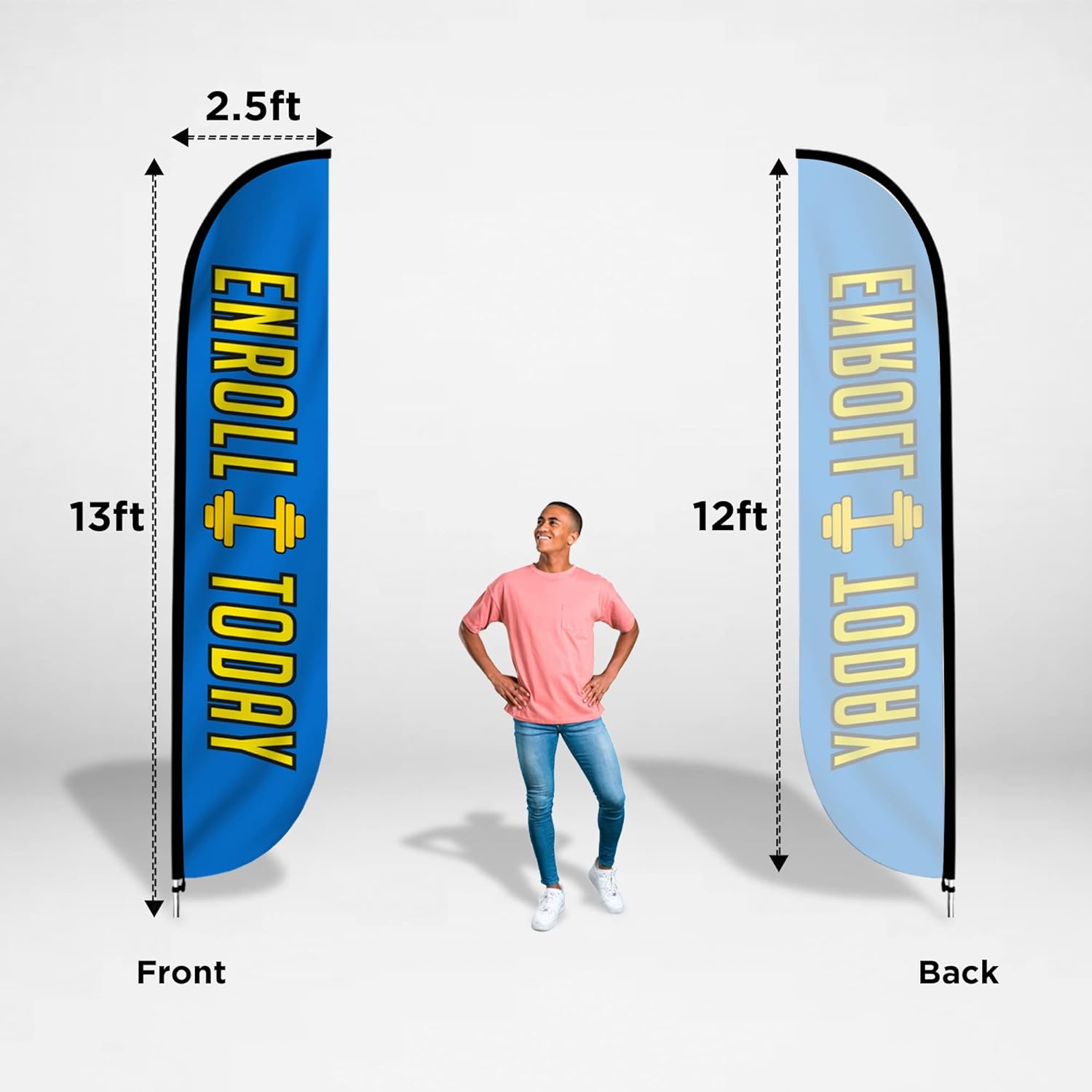 LookOurWay – Bandera de plumas de 12 pies de alto, diseño de bandera de plumas con postes y pico para el suelo