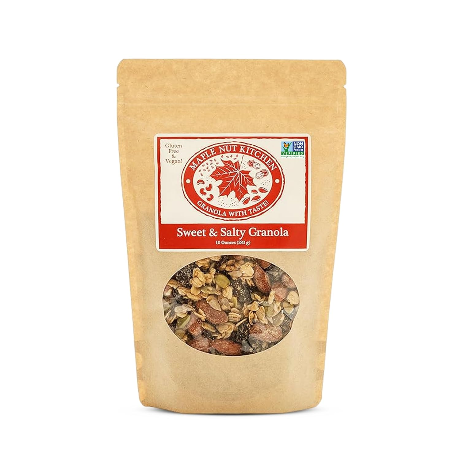 Maple Nut Kitchen Granola dulce y salada – Sin gluten y vegana  Nutty Bliss con almendras de arce, chocolate y cerezas 10 onzas