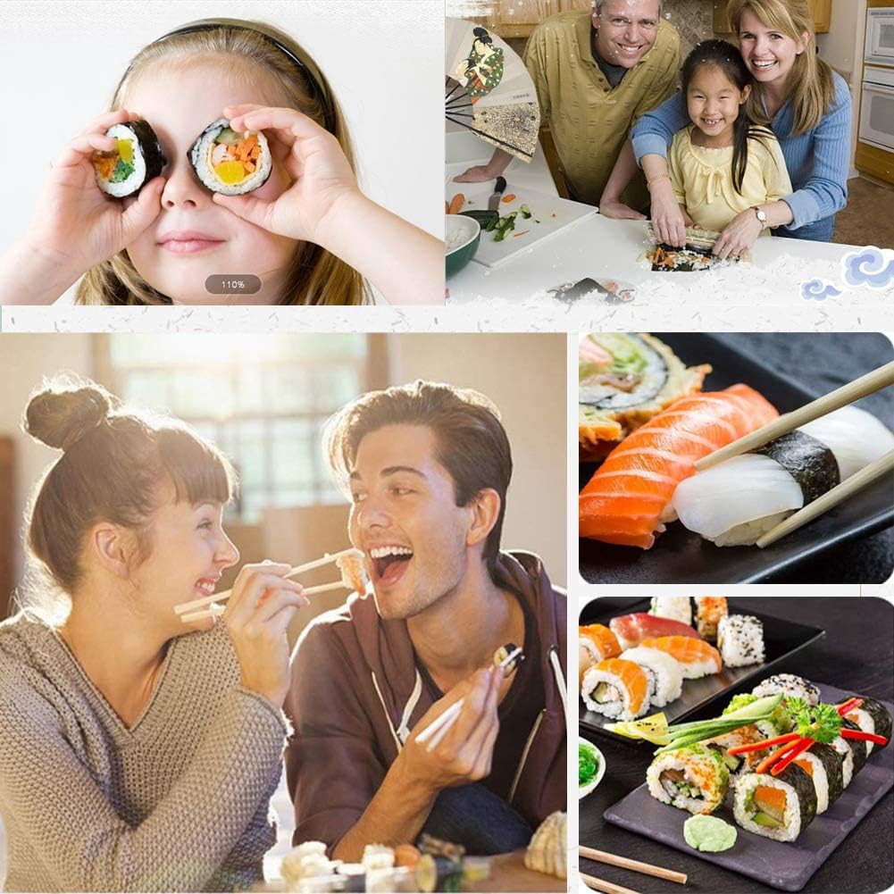 Alfombrilla de bambú para sushi, rodillo de sushi, fabricante de sushi, kit de fabricación de sushi para principiantes, 4 unidades
