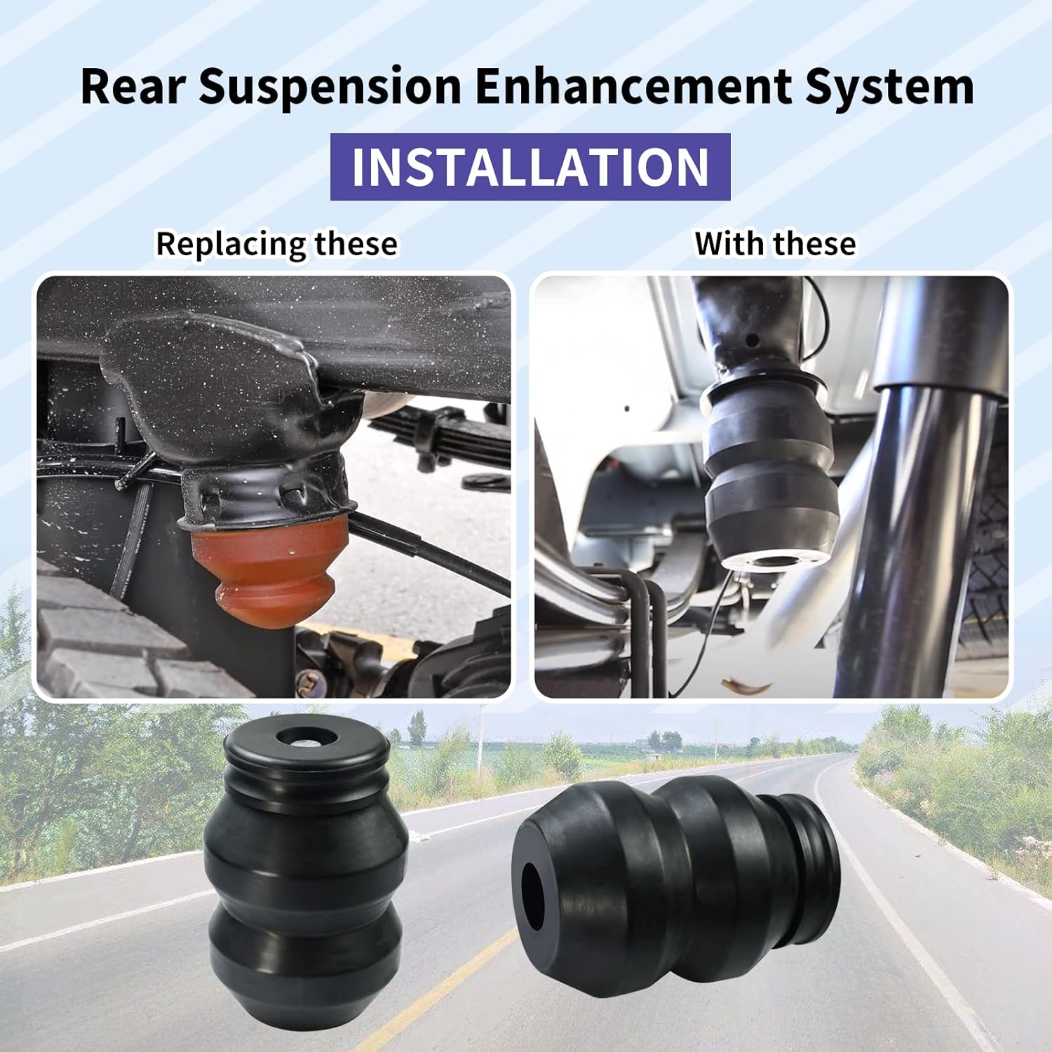 GMRCK25D – Sistema de mejora de la suspensión trasera compatible con Chevy Chevrolet Silverado 2011-2022, GMC Sierra 2500HD 3500HD 2WD4WD