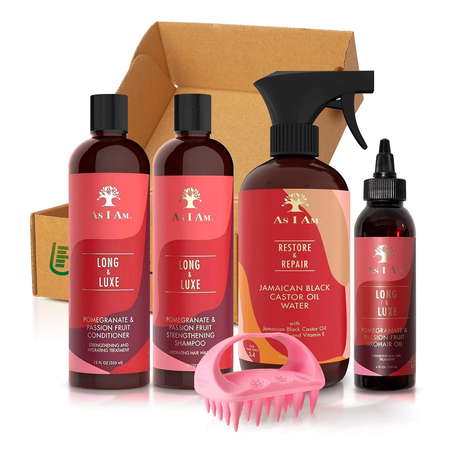 Juego de champú y acondicionador Gro Hair Oil y aceite de ricino negro jamaicano productos para el cabello para mujeres, 4 paquetes incluye