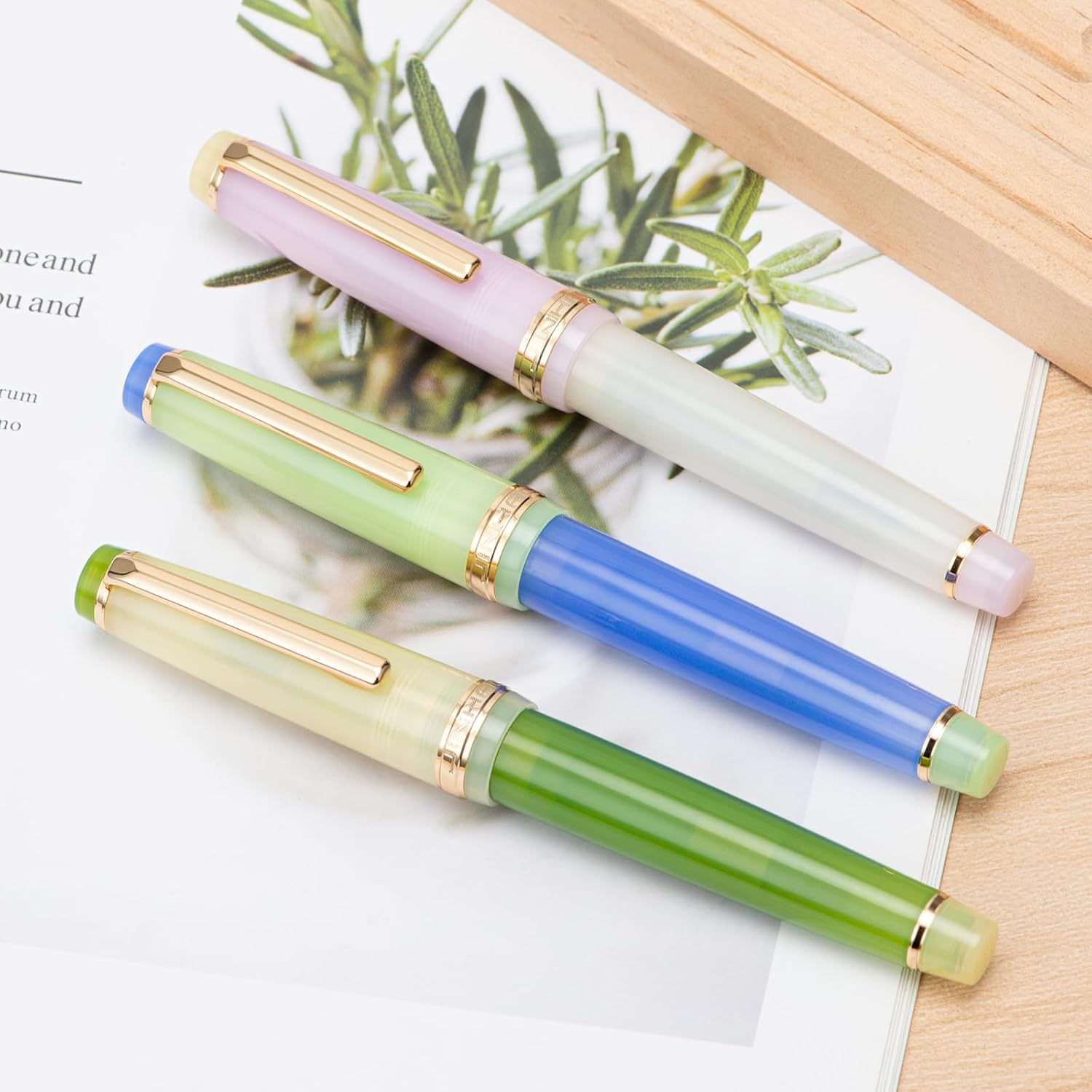 3 Jinhao 82 Pluma estilográfica transparente mixta Morandi Color acrílico punta fina oro Trim con convertidor Set
