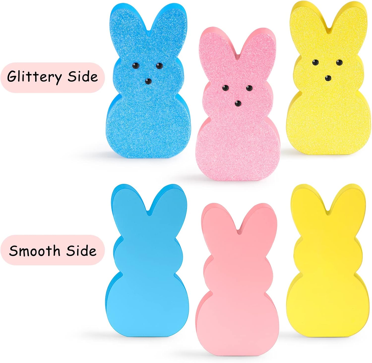 Decoración de Pascua, 3 piezas de letreros de madera de Pascua brillantes para bandeja escalonadamanteldecoración de mesa, estilo de píos con ojos 3D