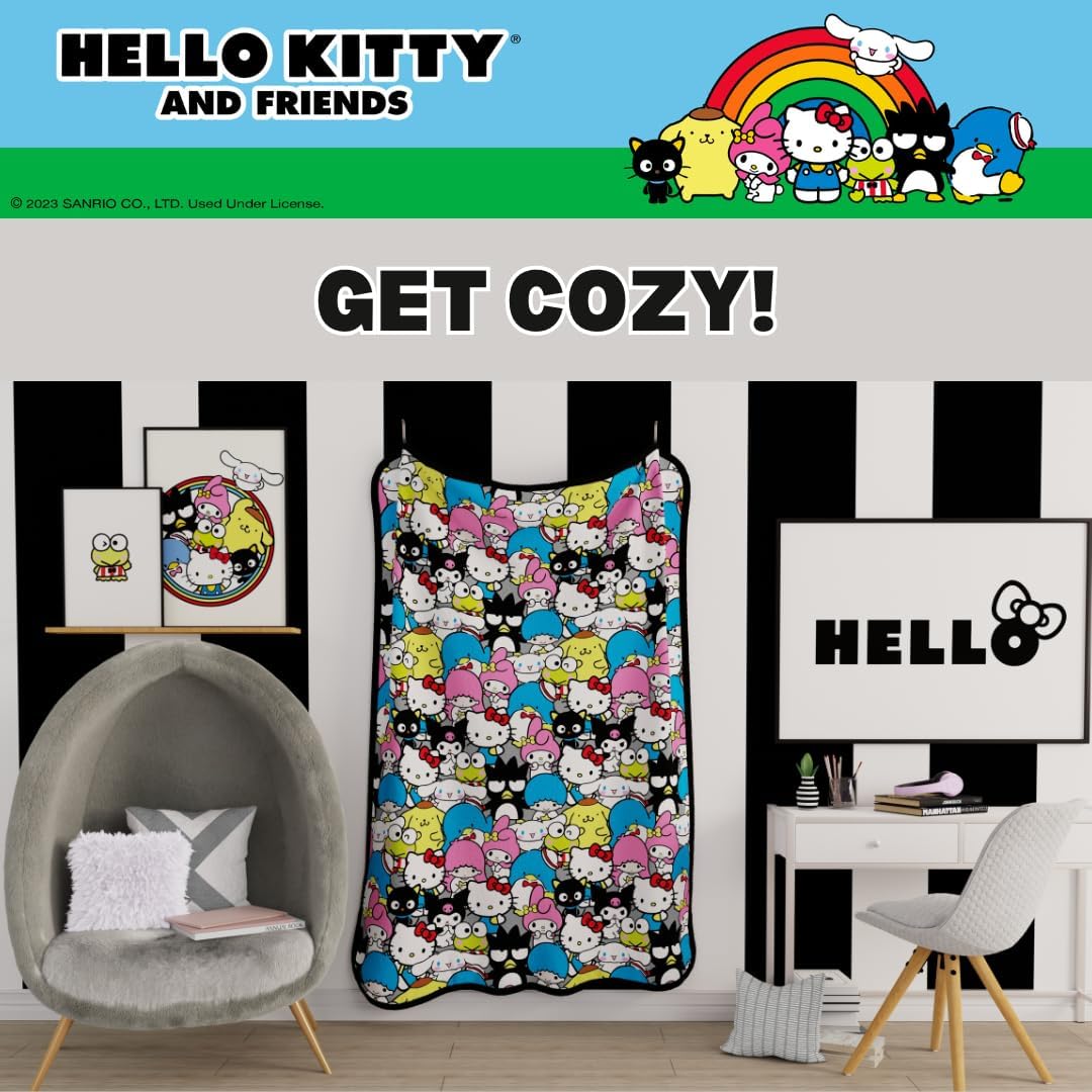 Franco Collectibles Sanrio Hello Kitty & Friends – Manta de felpa súper suave, 62 x 90 pulgadas, (producto oficial)