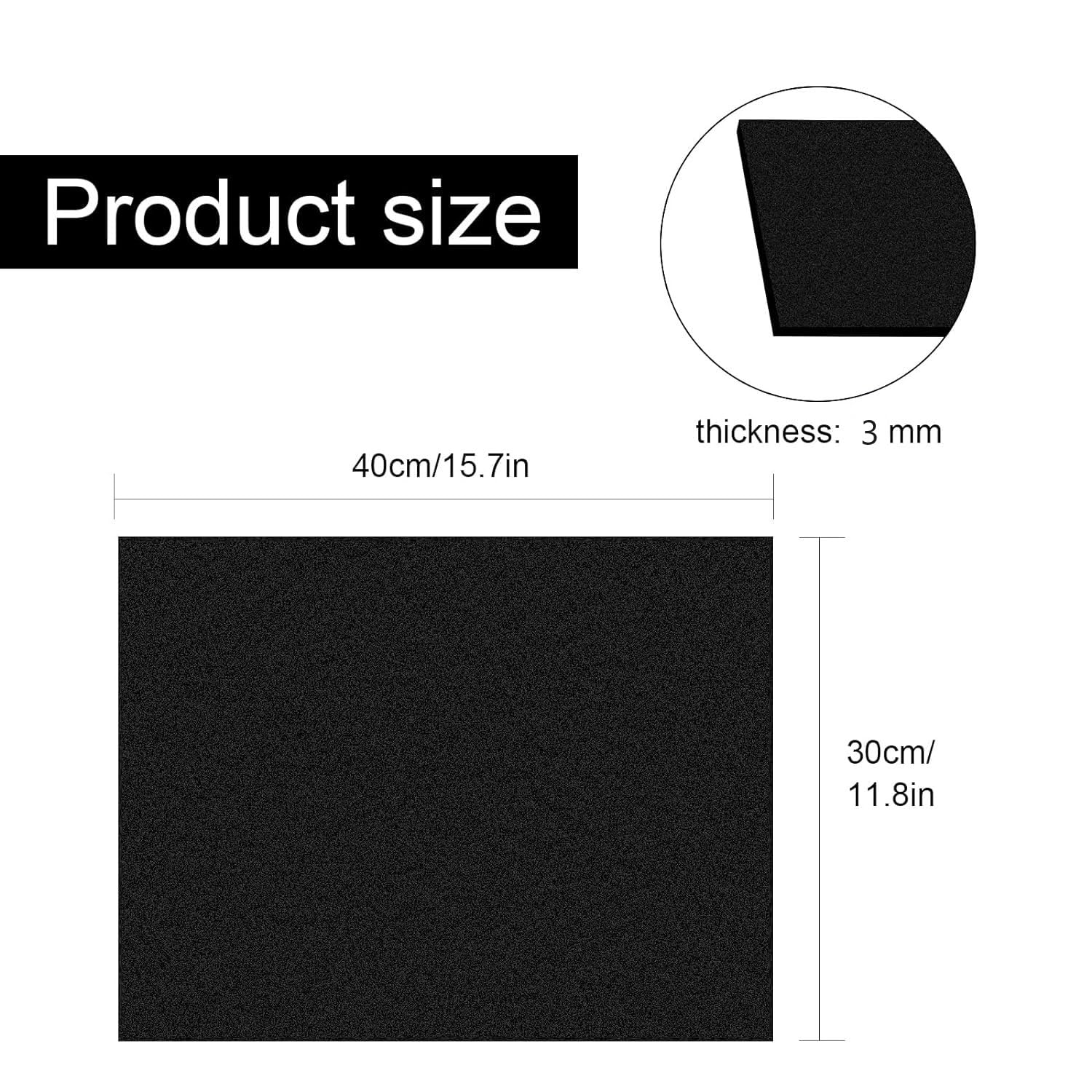 Hoja de plástico ABS de 12 x 16 x 18 pulgadas de grosor, hoja de PVC negro, lámina kydex de plástico moldeable, para bricolaje hecho a mano,