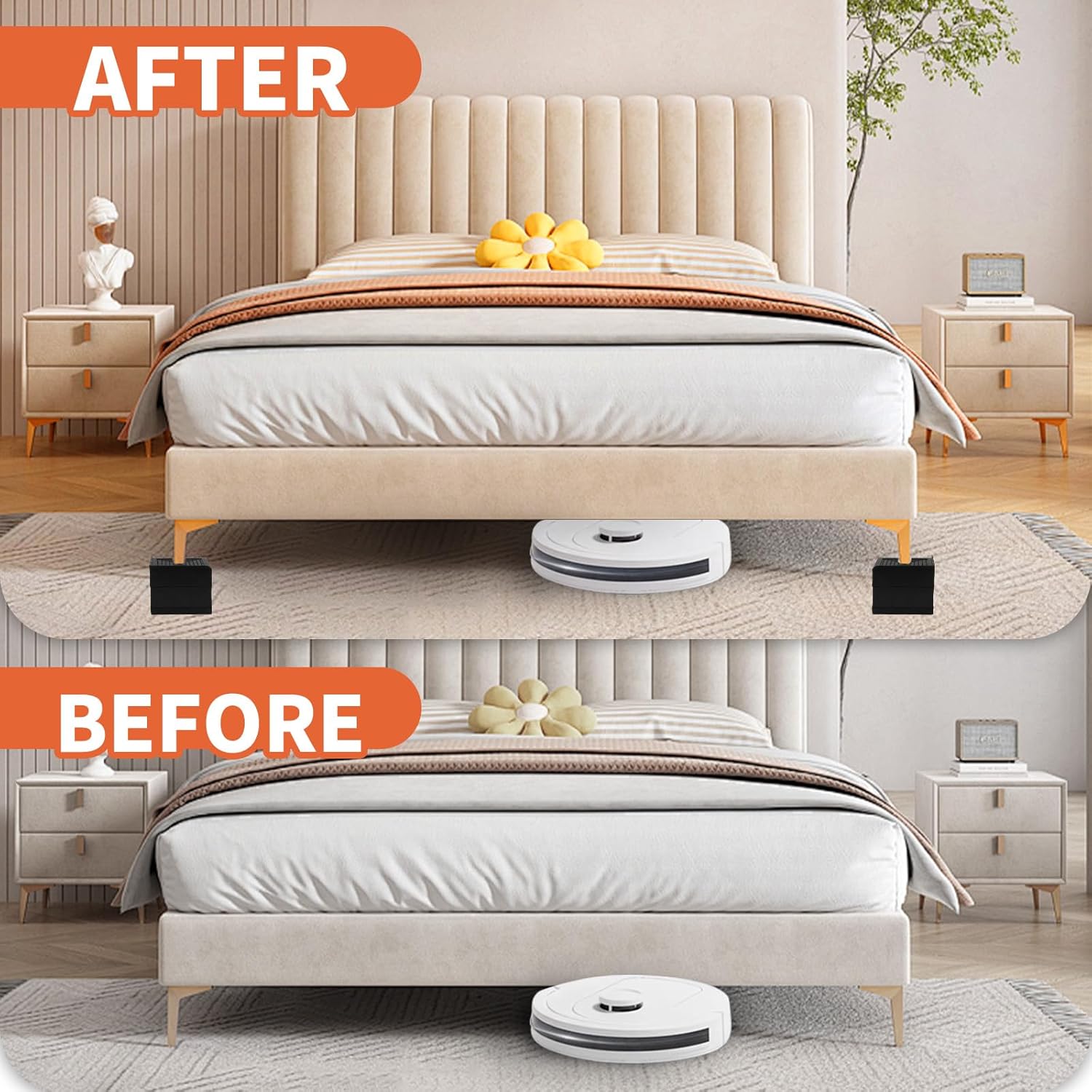 Elevadores de cama, bloques de elevación para muebles, pilotes de 2,3 o 4 pulgadas resistentes para cama, sofá, escritorio, sofá, mesa, elevadores
