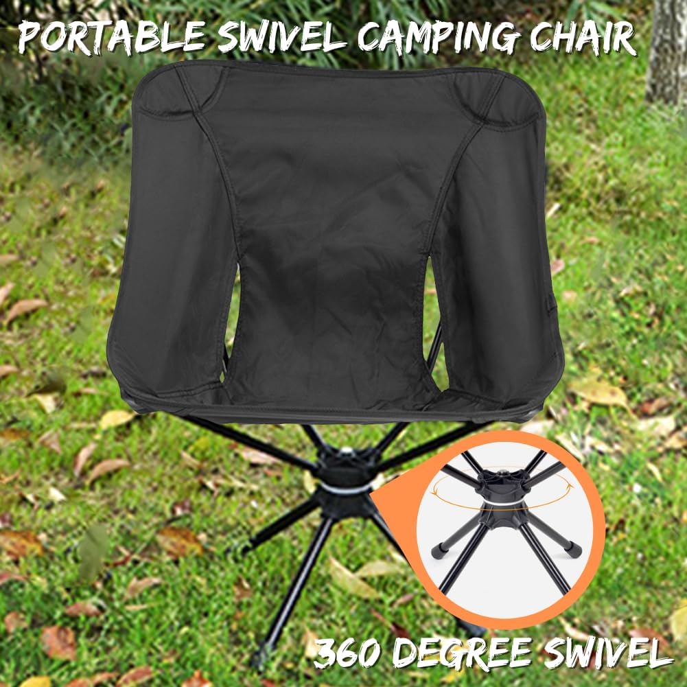 HiGropcore Silla de camping giratoria portátil – Sillas plegables ligeras para exteriores, silla compacta para mochileros, giratoria de 360 grados y