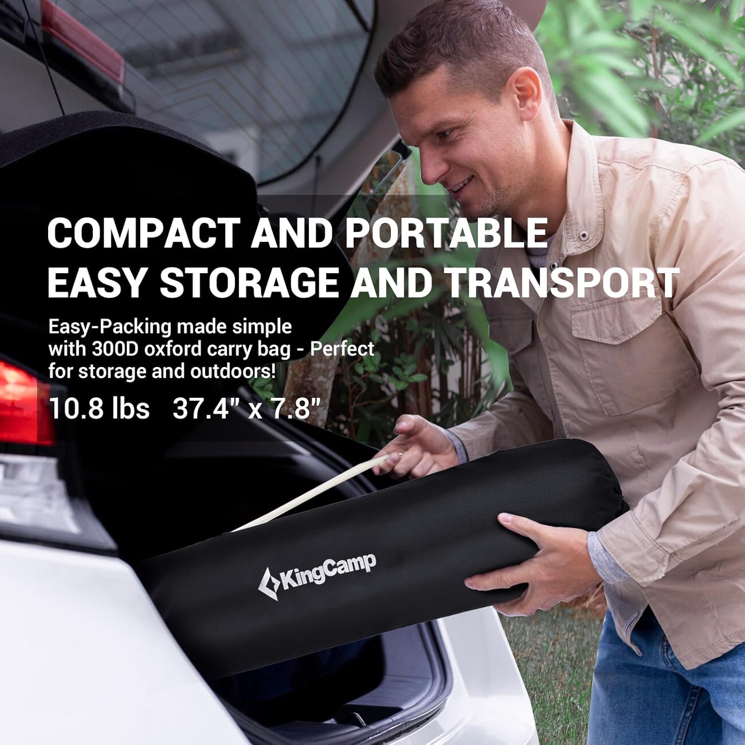 KingCamp Silla de campamento acolchada de gran tamaño, silla plegable de mariposa XL cómoda para exteriores con bolsa de transporte, silla de