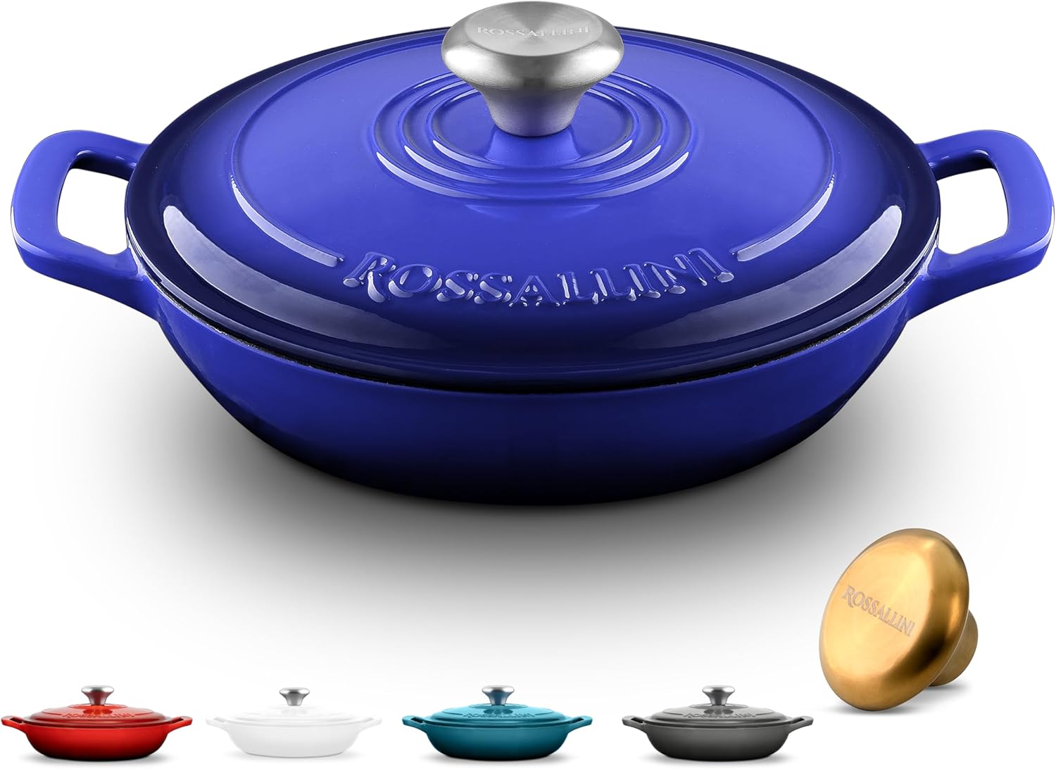 Signature – Estofador de hierro fundido esmaltado, olla antiadherente con tapa de ajuste ajustada para asar perfectos, hornear, saltear, sellar y