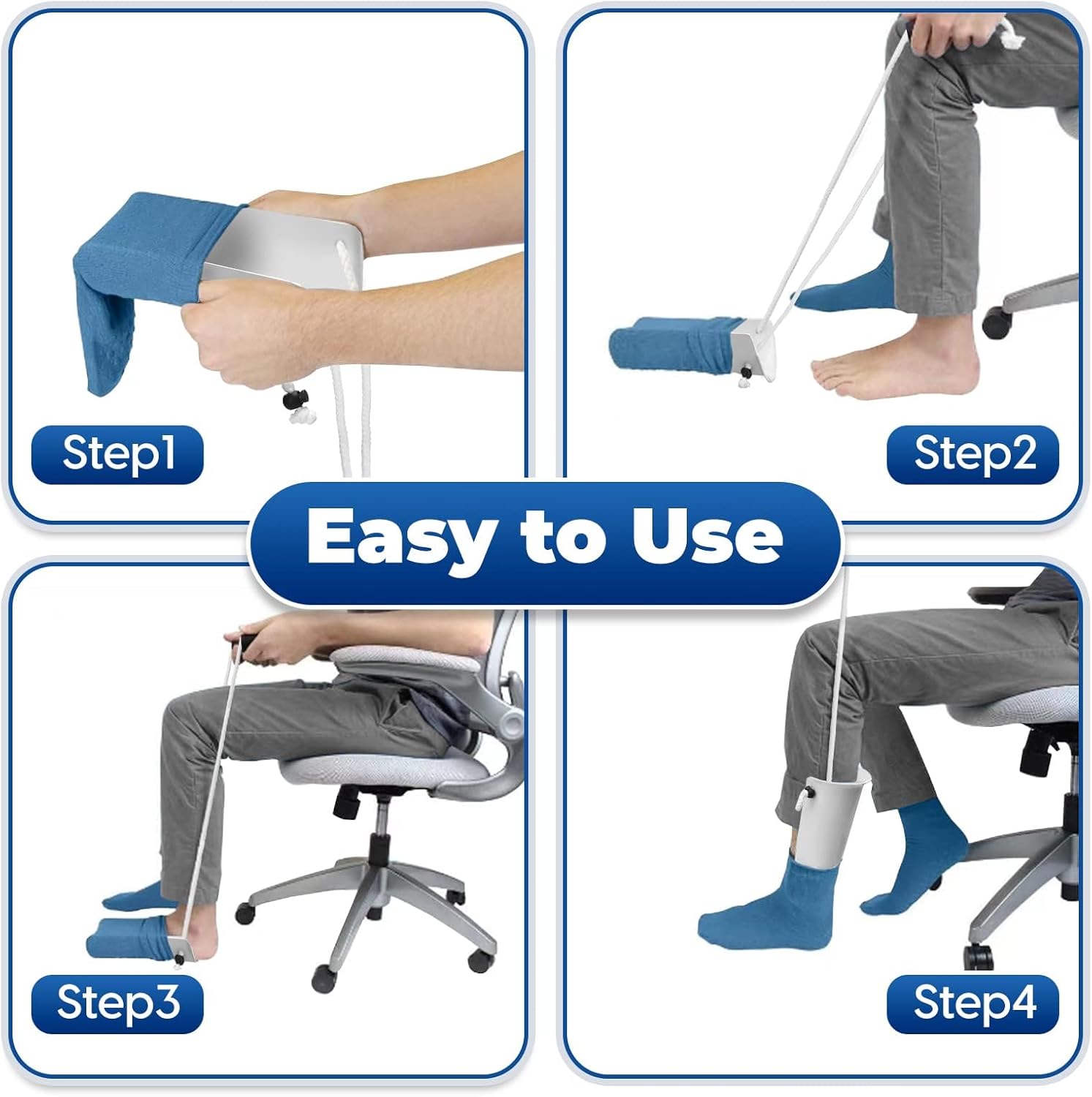 VCOSTORE Dispositivo de ayuda para calcetines  Ayudante de calcetines con mango de espuma, dispositivo de asistencia de calcetines sin doblar,