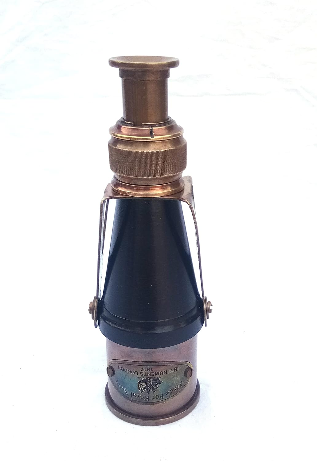 SIFAAT WORLD Latón náutico antiguo hecho para Royal Navy London-1917 monocular con funda protectora de cuero (réplica)