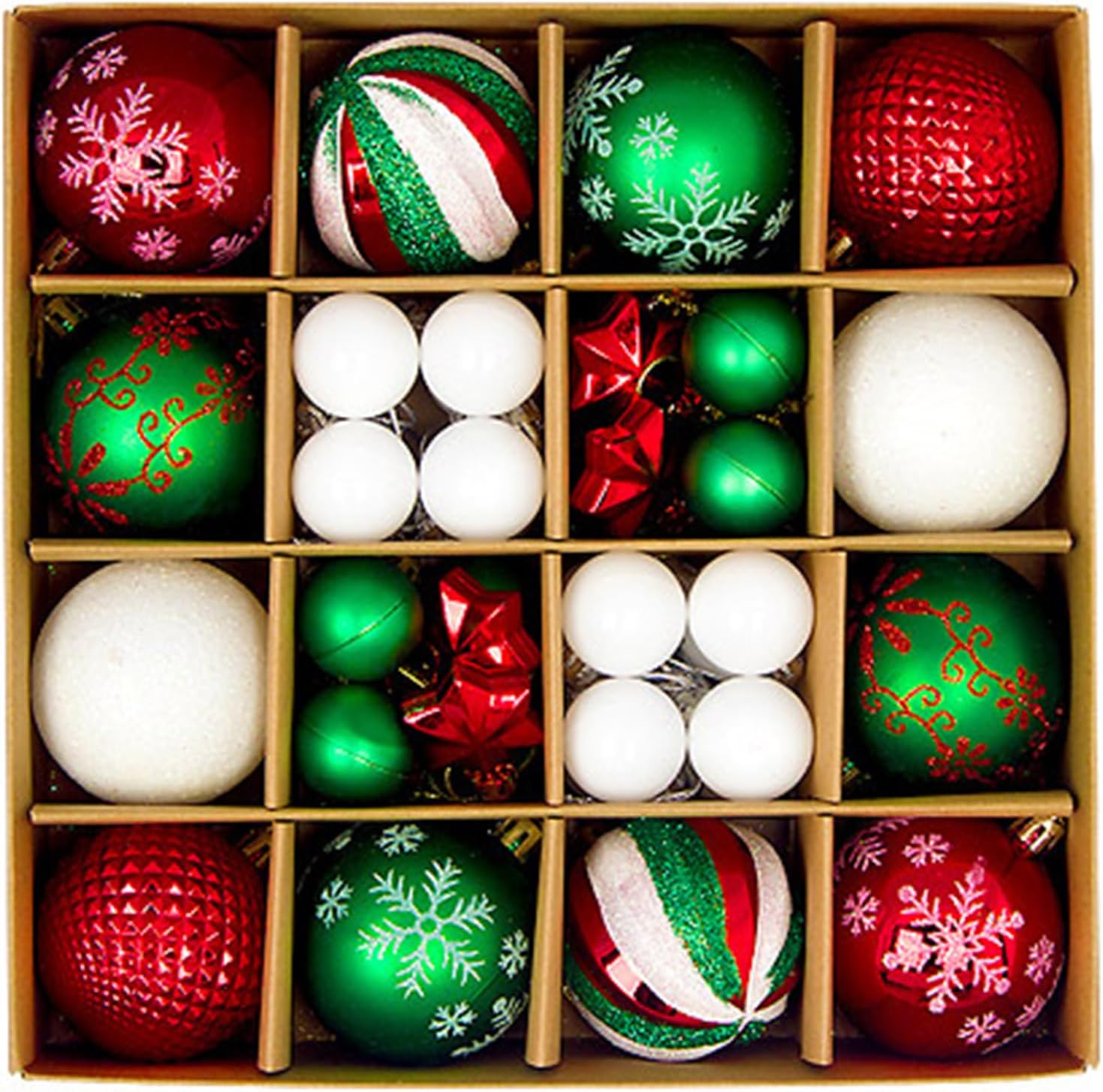 44 bolas de Navidad para decorar el árbol de Navidad, adornos colgantes de Navidad brillantes, adornos colgantes de Navidad negro y dorado (rojo,