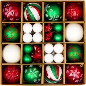 44 bolas de Navidad para decorar el árbol de Navidad, adornos colgantes de Navidad brillantes, adornos colgantes de Navidad negro y dorado (rojo, 44 bolas de Navidad para decorar el árbol de Navidad, adornos colgantes de Navidad brillantes, adornos colgantes de Navidad negro y dorado (rojo,