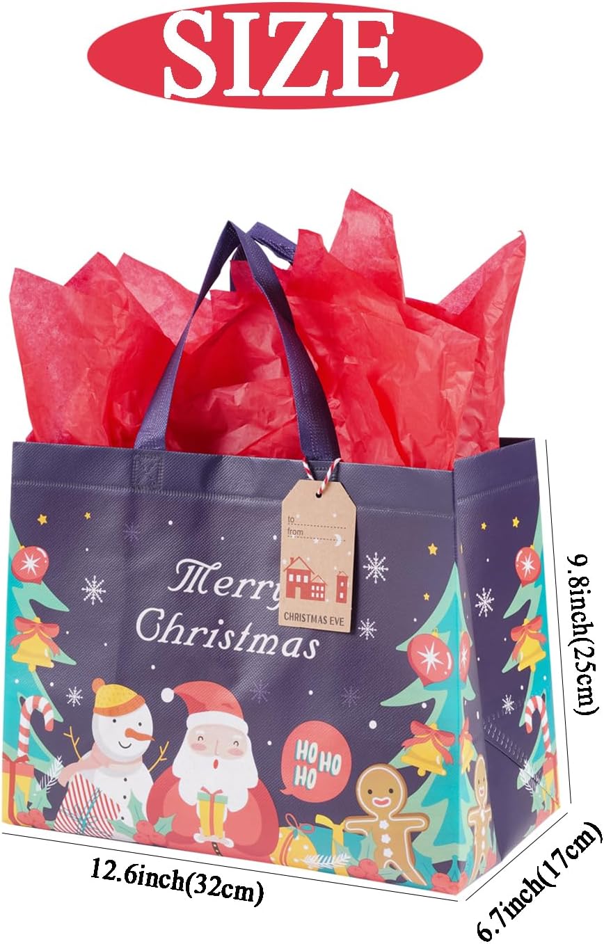Ranfashiong 10 bolsas reutilizables de Navidad no tejidas con papel de seda para envolturas de fiestas de Navidad, bolsas de regalo de compras de