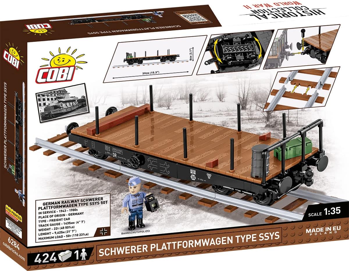 COBI Colección Histórica Segunda Guerra Mundial Schwerer Plattformwagen Tipo Ssys