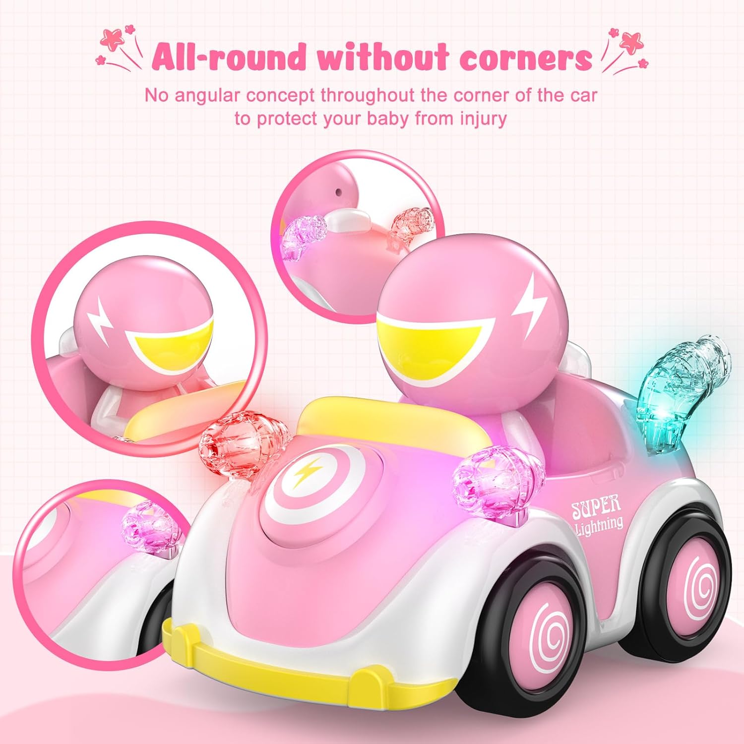 NQD Coches de control remoto para niños pequeños de 1, 2, 3, 4, 5, 6 años, niños pequeños, niños pequeños, juguetes de carreras de dibujos animados