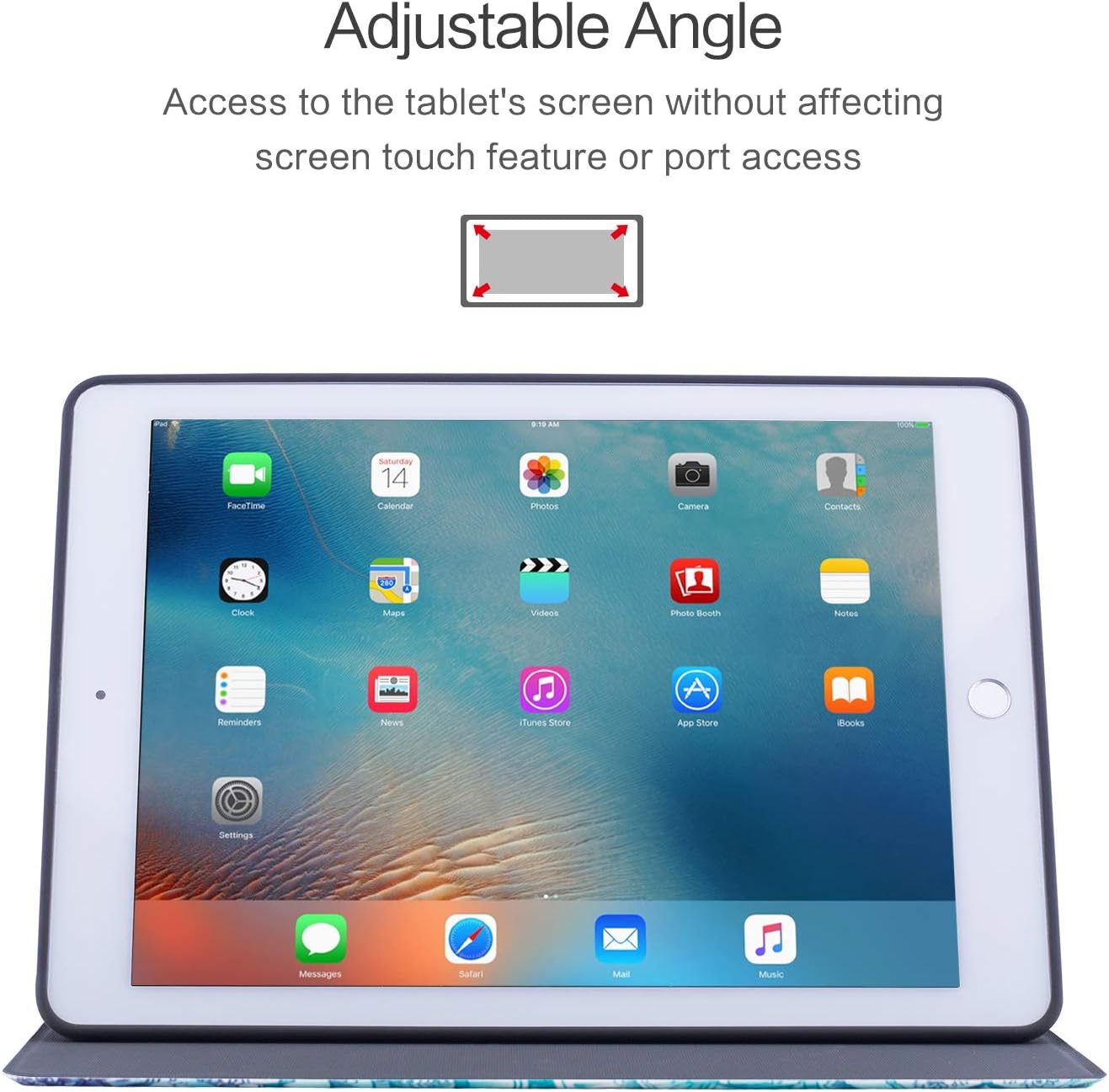 Vimorco Funda para iPad 9.7 20182017. Funda de piel tipo libro para Apple iPad 9.7 pulgadas, soporte de múltiples ángulos de visión, también