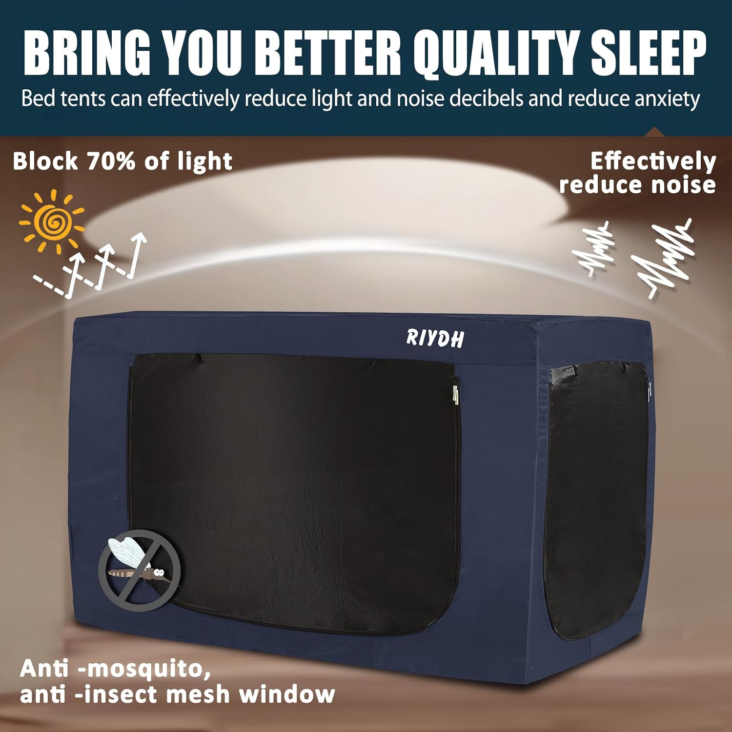 Tienda de campaña para cama completa, tienda de campaña portátil de ensueño para niños y adultos, tiendas de campaña para dormir interiores 70%