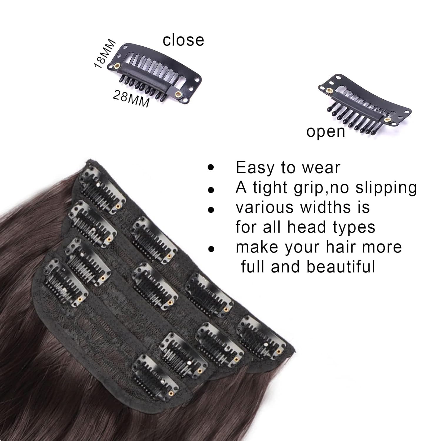 4 extensiones de cabello rizado con clip, color dorado oscuro, mezcla de rubio beige, sintético de 20 pulgadas, extensiones de cabello ondulado