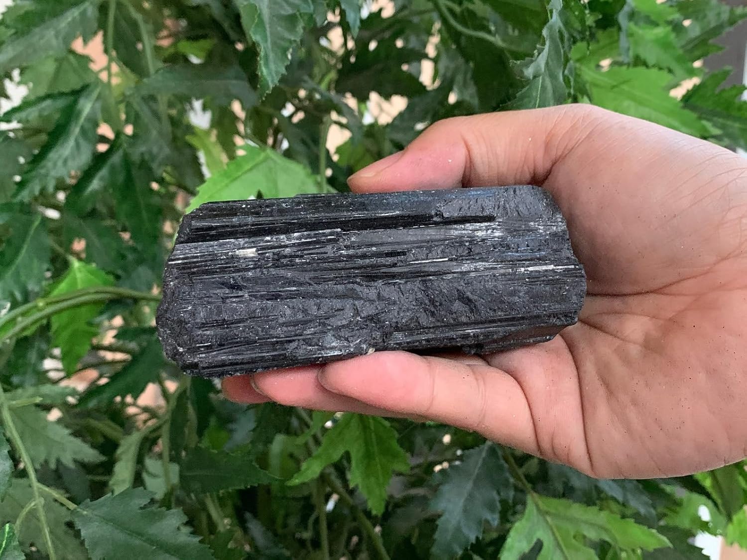 GAF TREASURES Trozovarillatronco de turmalina negra extra grande, cristal de turmalina negra natural, turmalina negra cruda, forma libre de