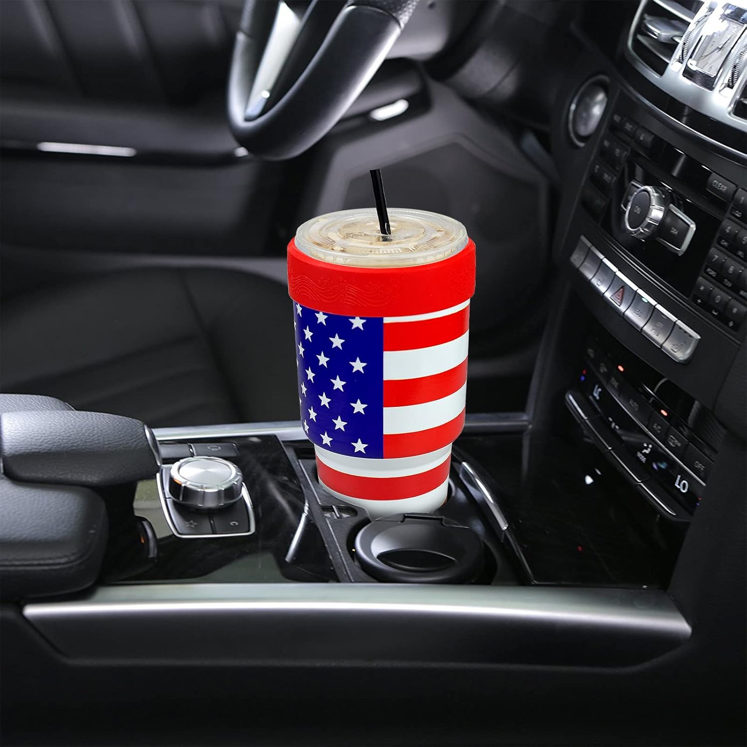 XccMe Funda de acero inoxidable para café helado, vaso aislado de acero inoxidable de 30 onzas con tapa, mangas de doble pared para bebidas frías,