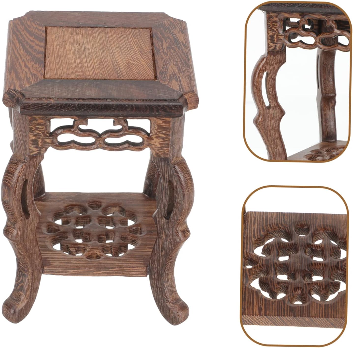 DOITOOL Base de maceta con base de wengué, soporte de madera para plantas, estante para plantas, taburete de madera para interiores, soporte para