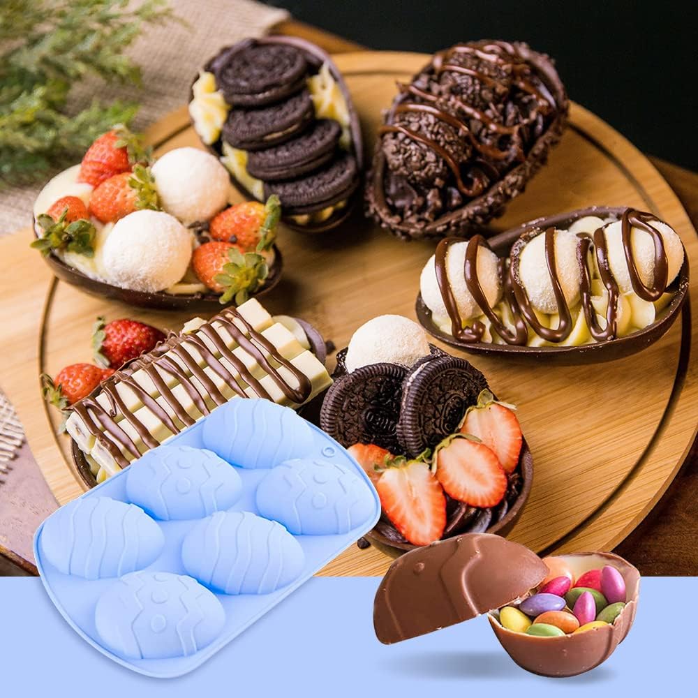 3 moldes de silicona de Pascua, molde grande 3D para huevos de avestruz gigante, helado, dulces, bomba de cacao, gelatina, jabón, moldes de hornear