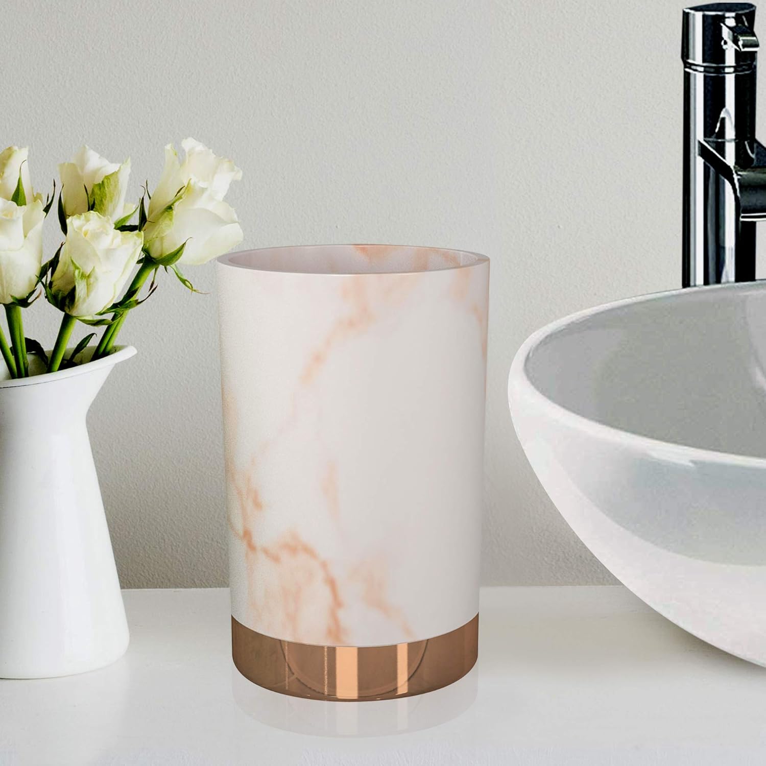 Nu-steel MST5CH Misty Copper Collection – Vaso perfecto para el hogar y el baño, resina y metal