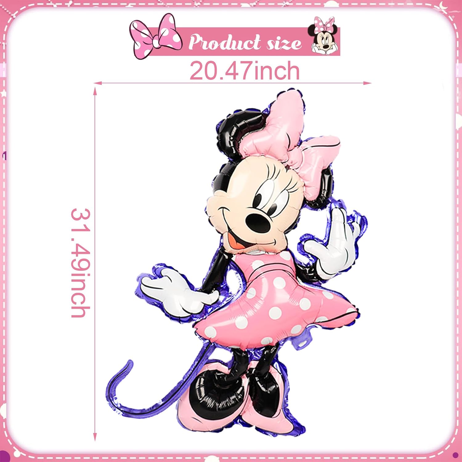 Suministros de globos de fiesta temática de Minnie, 5 globos de Minnie para fiesta de primer cumpleaños, fiesta de cumpleaños, decoración de fiesta