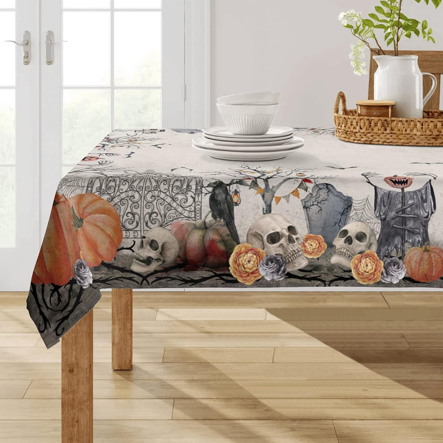 HGXJCLY Decoración de mesa de Halloween rectangular de 60 x 84 pulgadas, mantel de calabaza de Halloween para el hogar, cocina, cena, fiesta,