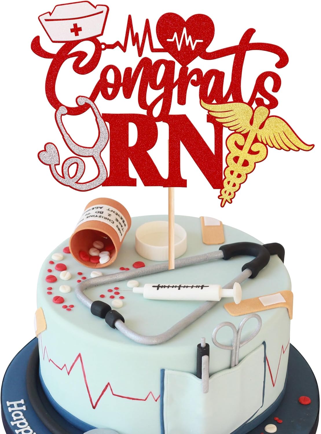 1 paquete de decoración para tartas de enfermería 2023, decoración de pastel de graduación para enfermería temática médica enfermera 2023 graduación