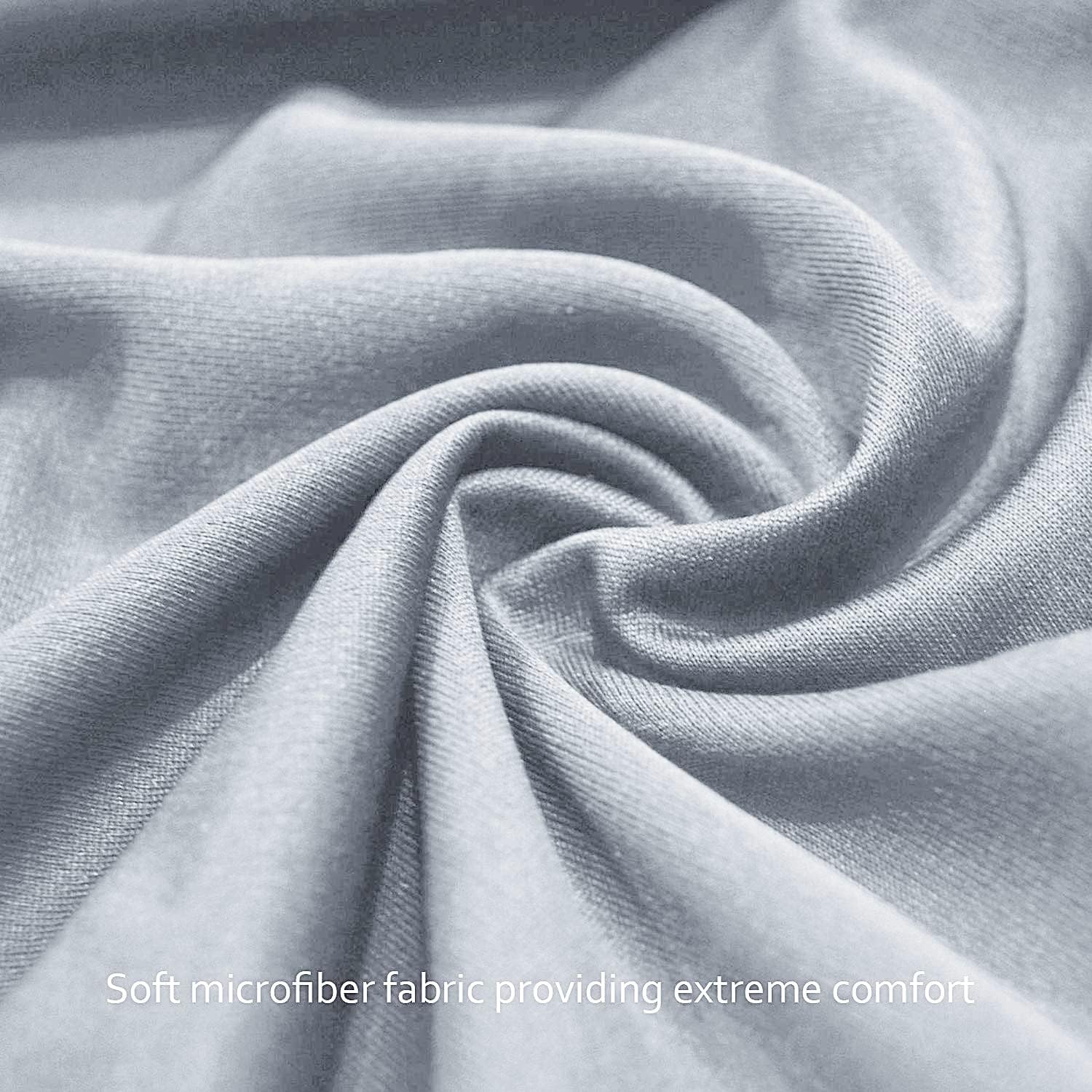 Paquete de 4 sábanas bajeras para niños y niñas, transpirables, de microfibra suave, color gris y azul marino
