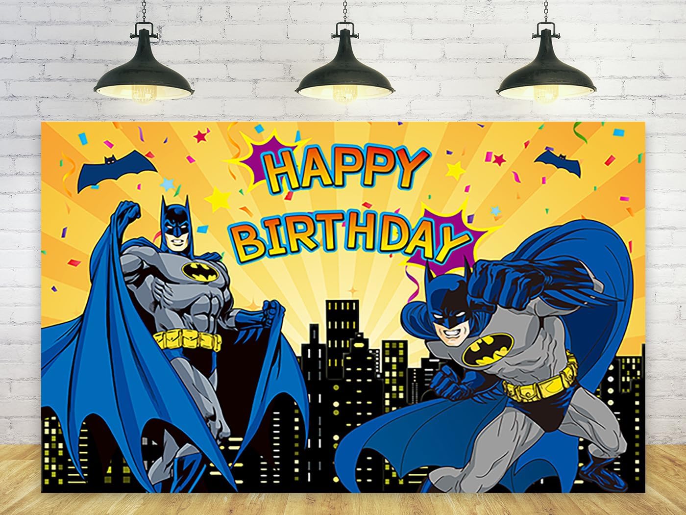 Telón de fondo de héroe para decoración de fiesta de cumpleaños, fondo amarillo para decoración de mesa de pasteles, pancarta temática de