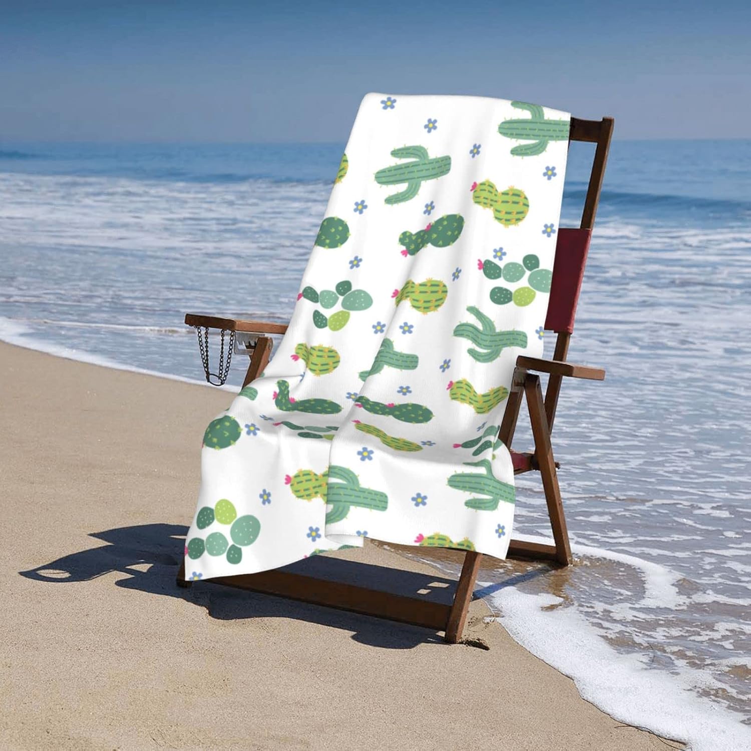 Lindas toallas de playa de plantas de cactus sin arena, suaves y de secado rápido, toallas de baño agradables al tacto y absorbentes, adecuadas para