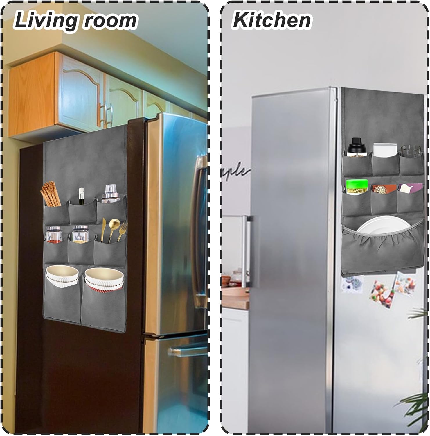 Mini bolsa organizadora de refrigerador, organizador colgante para refrigerador con 15 bolsillos extra grandes para dormitorio y cocina