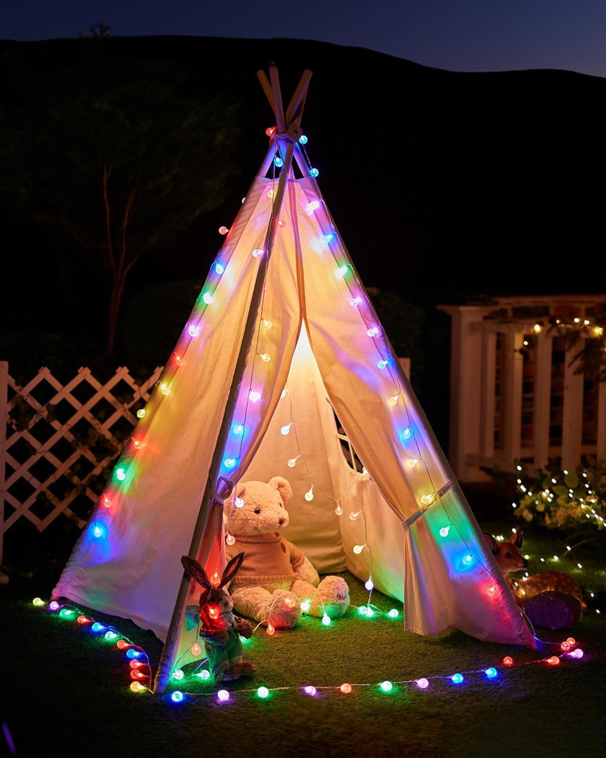 Tira de luces de globo de cristal, 33 pies, 100 luces LED USB cambian de color con control remoto y temporizador, resistente al agua para
