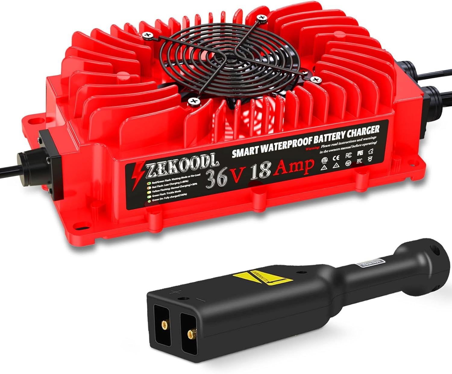 ZEKOODL Cargador de carrito de golf de 36 voltios para EZGO, cargador de batería de 18 amperios y 900 W con carga de goteo, certificado CEFCCPFCETL