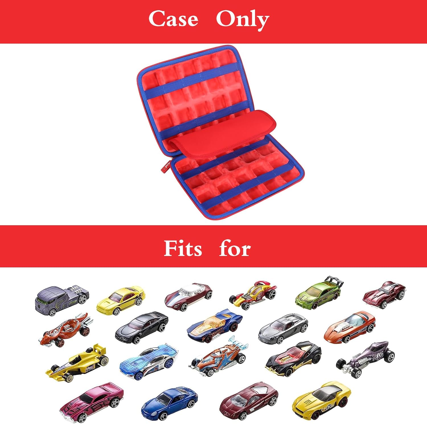 Mchoi Estuche de transporte a prueba de golpes para Hot Wheels 20 coches, organizador de auto de juguete para tu caja de cerillas, color rojo, solo