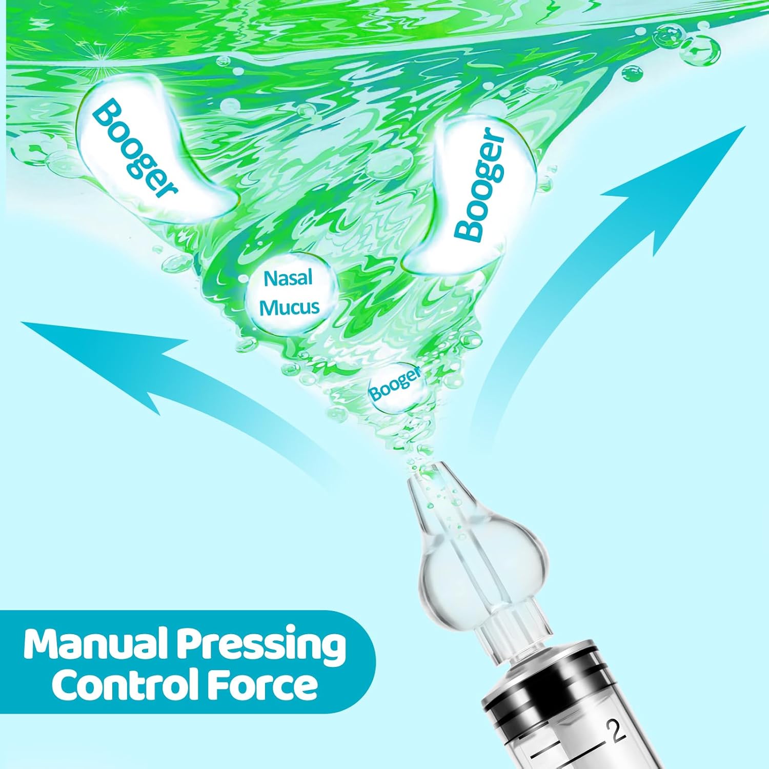 Aspirador nasal para bebé, jeringa nasal para jeringa de bebé, irrigador nasal con punta de succión nasal de silicona reutilizable limpiable,