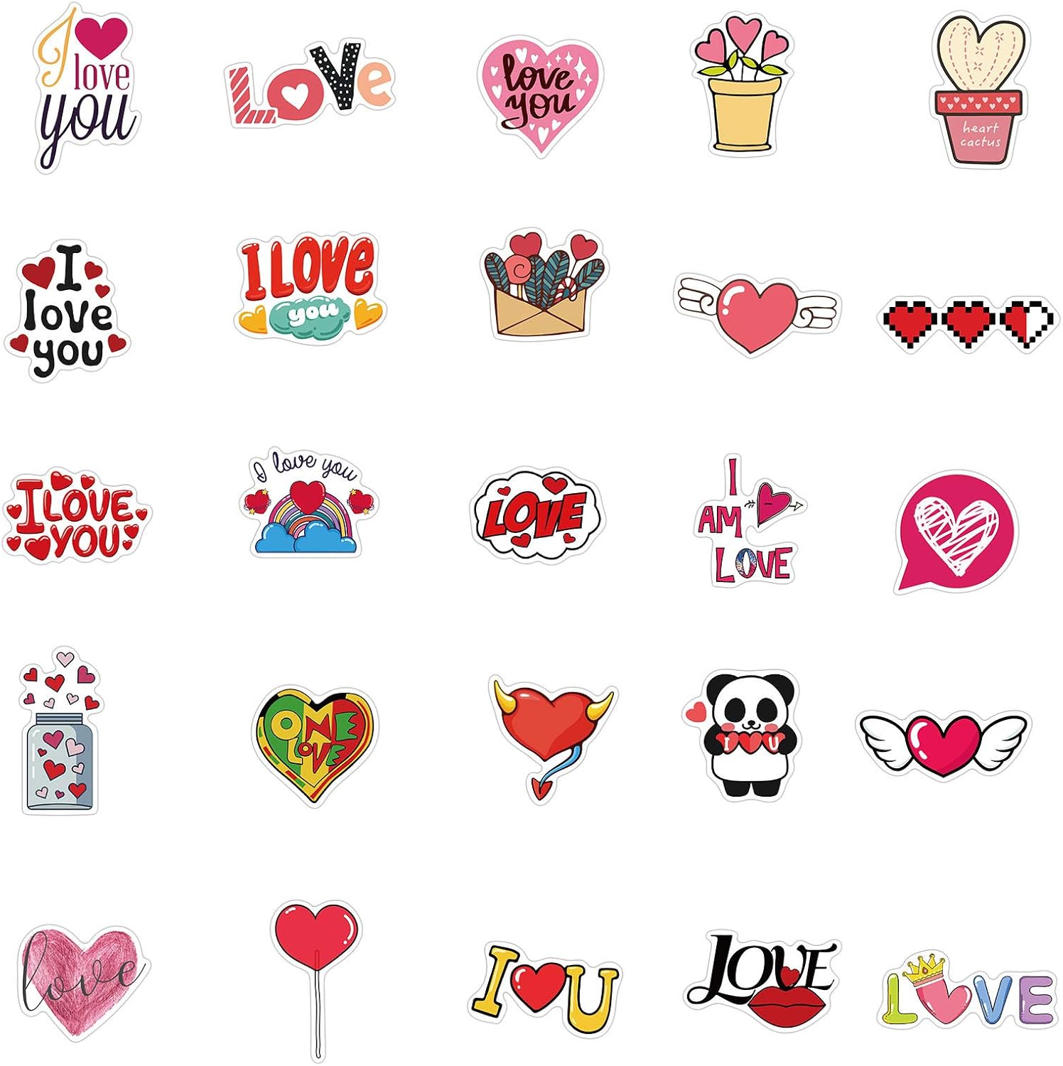 50 calcomanías para el día de San Valentín, calcomanías de amor para pareja, familia, novia, novio, calcomanías de corazón impermeables para laptop,