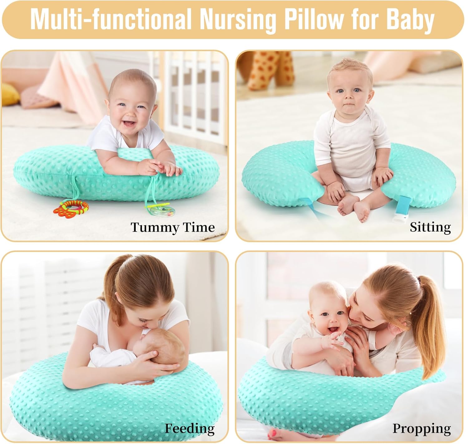 RoamReady Almohadas de lactancia para lactancia, almohada multifuncional para lactancia materna para mujeres, almohada de alimentación del bebé con