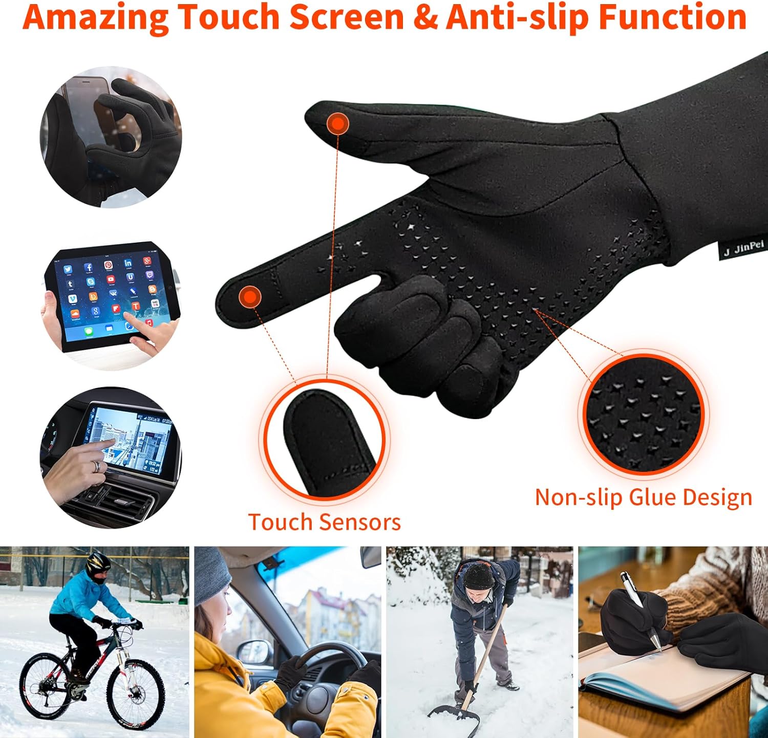 Guantes térmicos para hombres y mujeres, guantes delgados para calentar con batería eléctrica recargable de invierno, guantes térmicos para