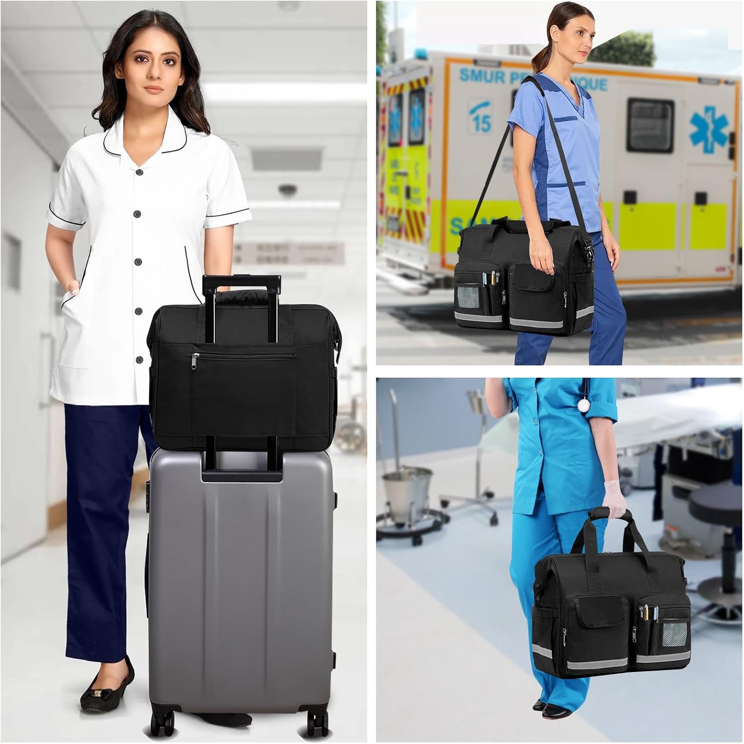 Bolsa médica para médico, bolsa de enfermera para el hogar, bolsa de trauma, bolsa de lona de emergencia EMS roja para primeros auxilios, EMT,