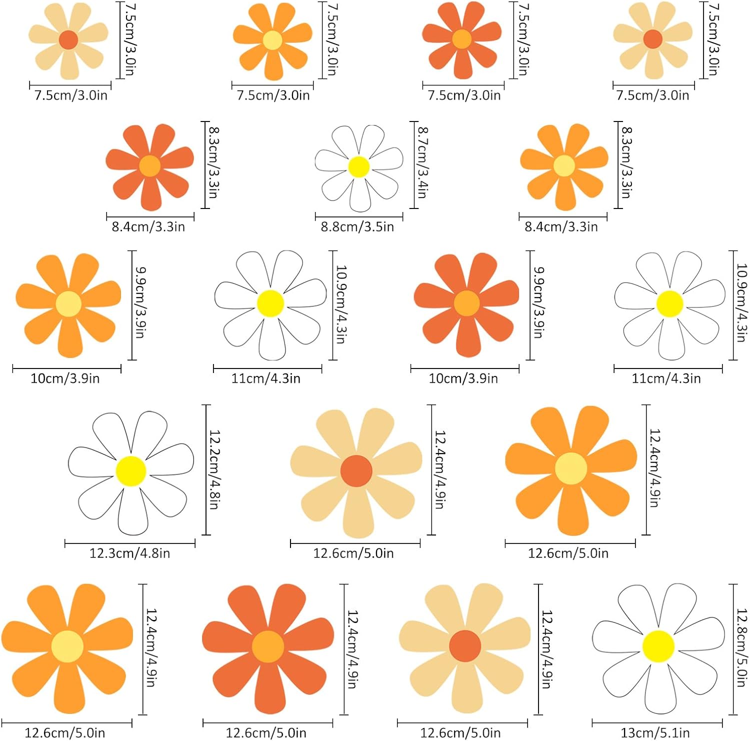 Whaline Imán de flores para automóvil, diseño de flor hippie, diseño de margarita, imán de recorte retro magnético hippie, imanes de nevera para