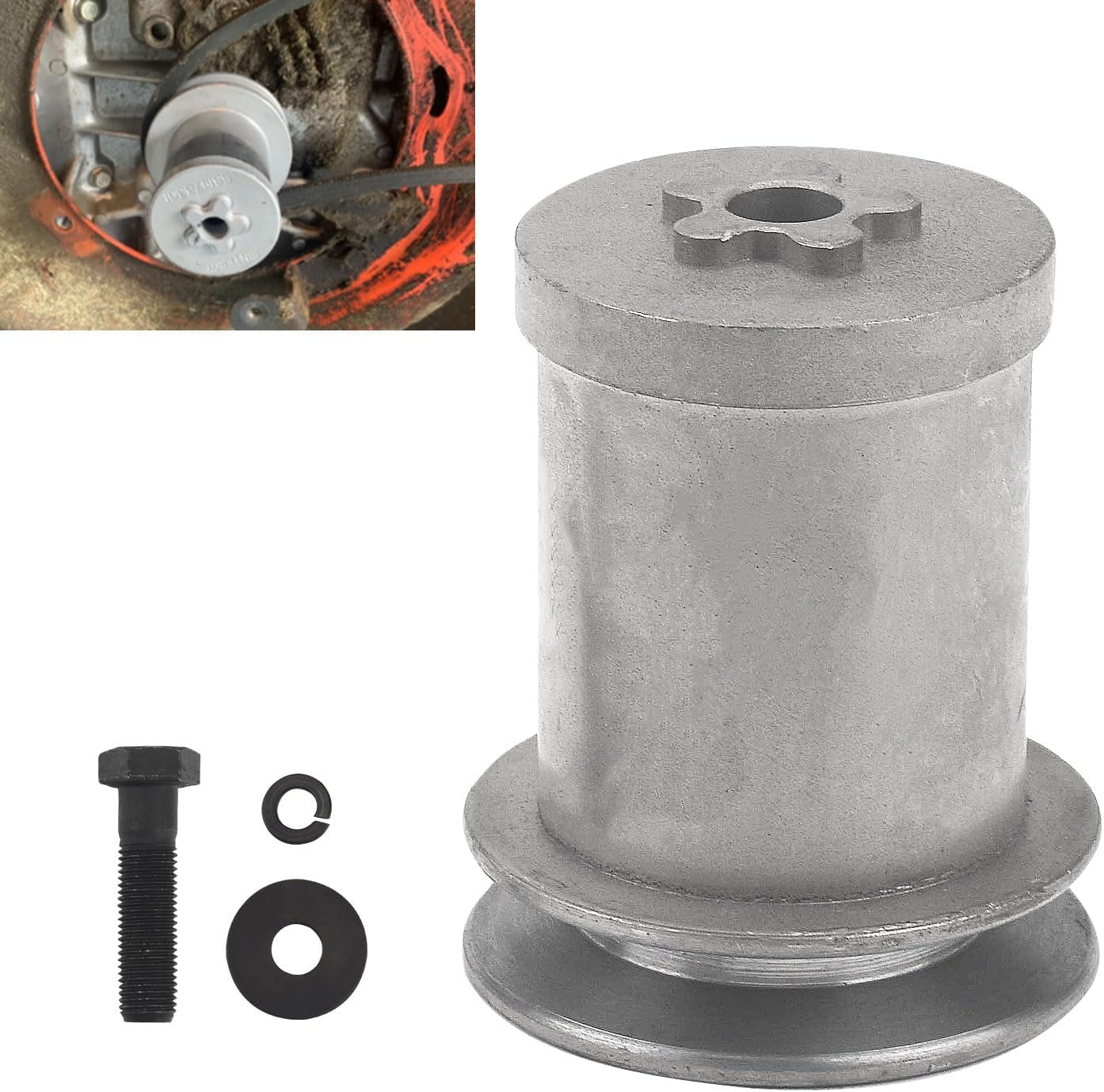 DECKMAN 1 adaptador de hoja 581473301 532421782 y 1 kit de pernos de hoja 532851084 851084 para Husqvarna HU700F, HU725F, HU775H, 421782Poulan