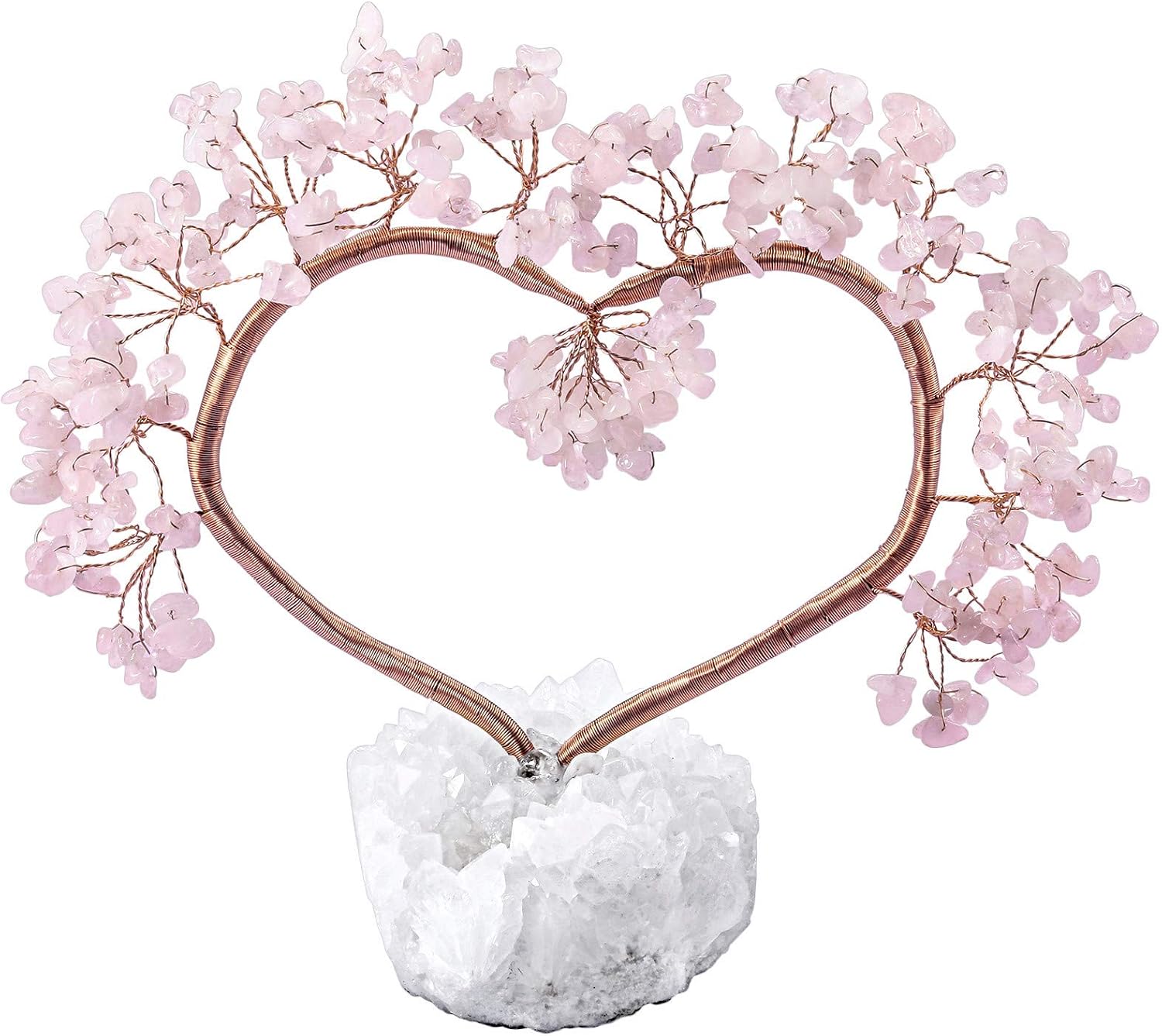 TUMBEELLUWA Árbol de piedras de cristal natural con base de racimo de cristal de roca árbol de dinero bonsái de cuarzo para el hogar, la oficina y