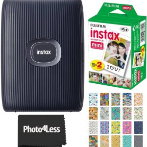 Fujifilm Instax Mini Link 2 – Impresora para smartphone, color azul espacial Instax Mini Twin Pack de película instantánea y 20 marcos de calcomanías Fujifilm Instax Mini Link 2 – Impresora para smartphone, color azul espacial Instax Mini Twin Pack de película instantánea y 20 marcos de calcomanías
